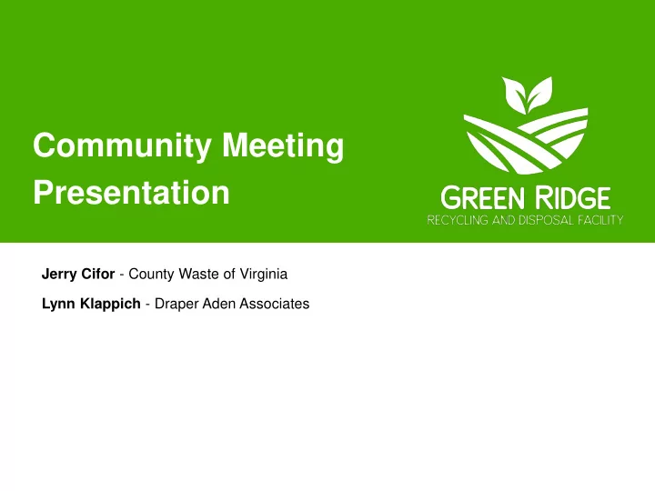 community meeting presentation