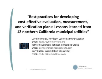 Best practices for developing  cost-effective evaluation, measurement,  and verification plans: