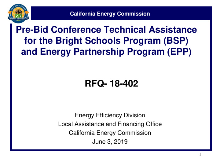pre bid conference technical assistance for the bright