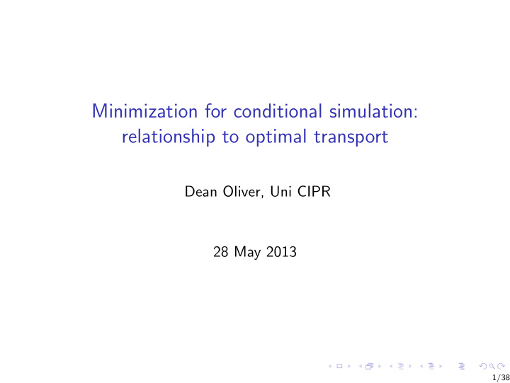 minimization for conditional simulation relationship to