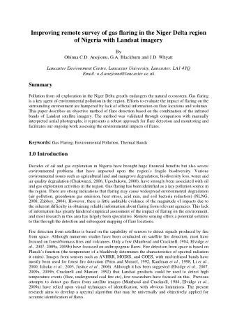 Improving remote survey of gas flaring in the Niger Delta region  of Nigeria with Landsat imagery