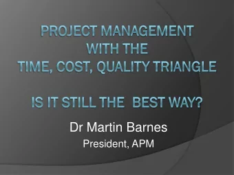 Dr Martin Barnes  President, APM  The triangle is about  OBJECTIVES  Because Project Management