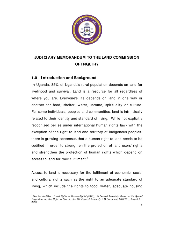 judi ci ary memorandum to the land commi ssi on of i nqui