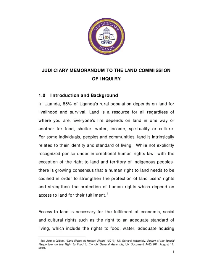 judi ci ary memorandum to the land commi ssi on of i nqui