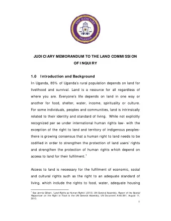 JUDI CI ARY MEMORANDUM TO THE LAND COMMI SSI ON  OF I NQUI RY  1.0 I ntroduction and Background  In