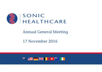 Annual General Meeting  17 November 2016  Forward-looking Statements  This presentation may include