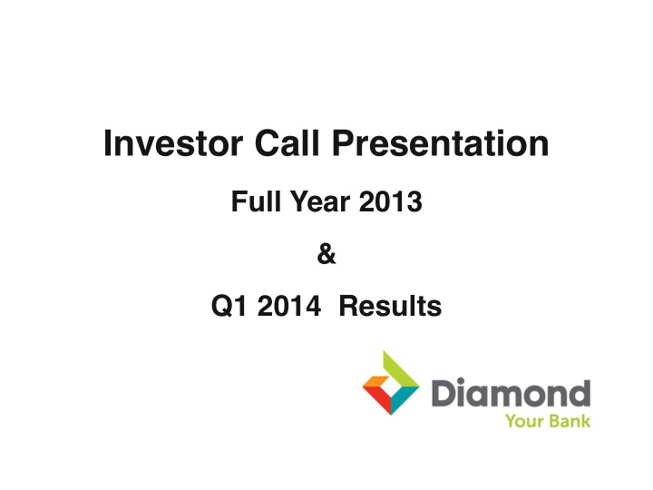 investor call presentation