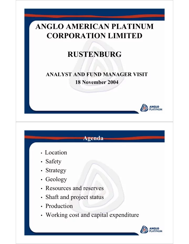 anglo american platinum corporation limited rustenburg