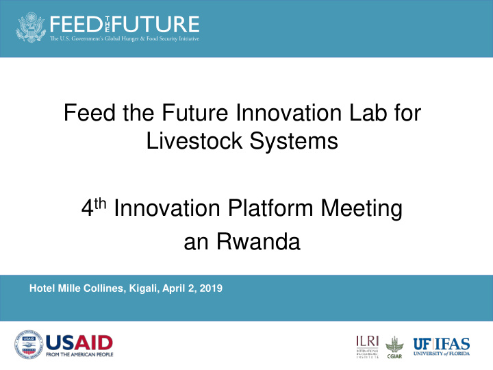 livestock systems 4 th innovation platform meeting