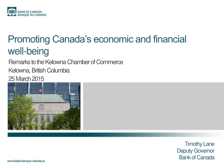 promoting canada s economic and financial well being