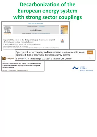S  mart energy flow diagram of one country  AARHUS  A U  UNIVERSITY  DEPARTMENT OF