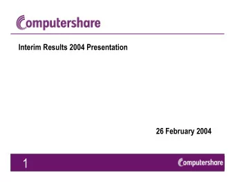 1  Market Overview and Financial Results  Tom Honan  Chief Financial Officer  2  Summary of Results