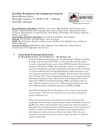 Hotel RL, Olympia Board Mem ber Attendees: Bob Hitt, Jim Larson, Mike Hickman, Paul Vertrees, Jim