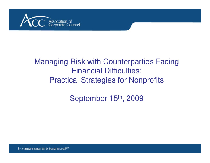 managing risk with counterparties facing financial