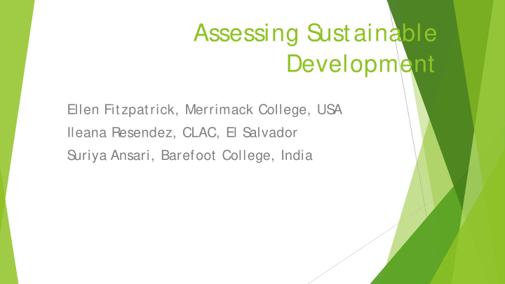 assessing s ustainable development