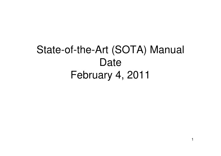 state of the art sota manual date february 4 2011