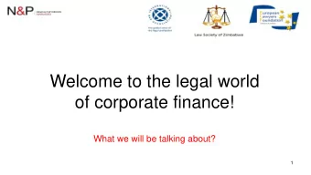 of corporate finance!  What we will be talking about?  1  capital markets : markets where