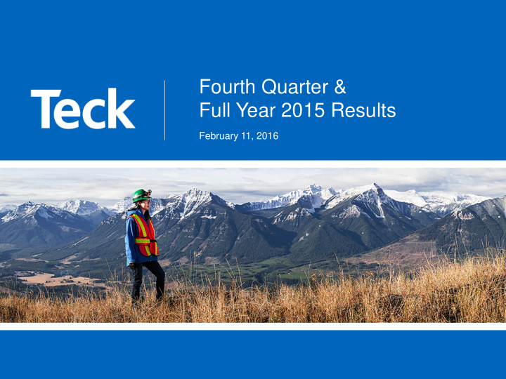 fourth quarter full year 2015 results