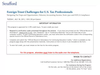 Foreign Trust Challenges for U.S. Tax Professionals  Navigating Tax Traps and Opportunities,