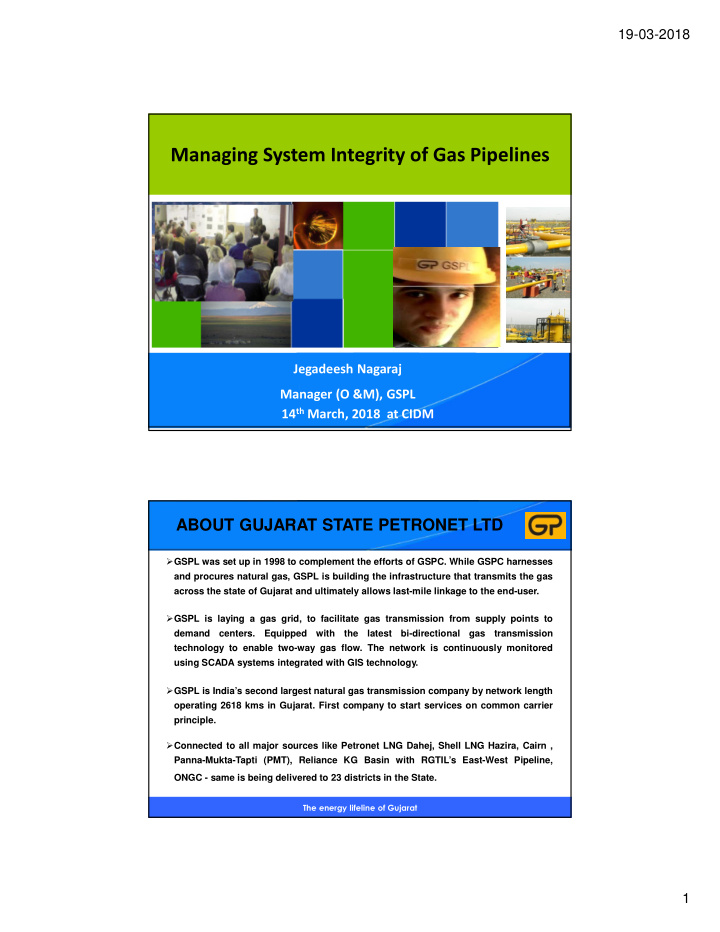 managing system integrity of gas pipelines