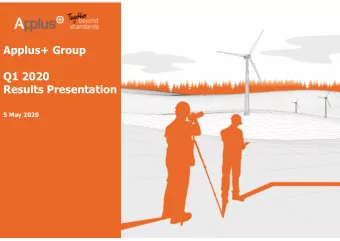 Applus+ Group  Q1 2020  Results Presentation  5 May 2020  Disclaimer  This document may contain
