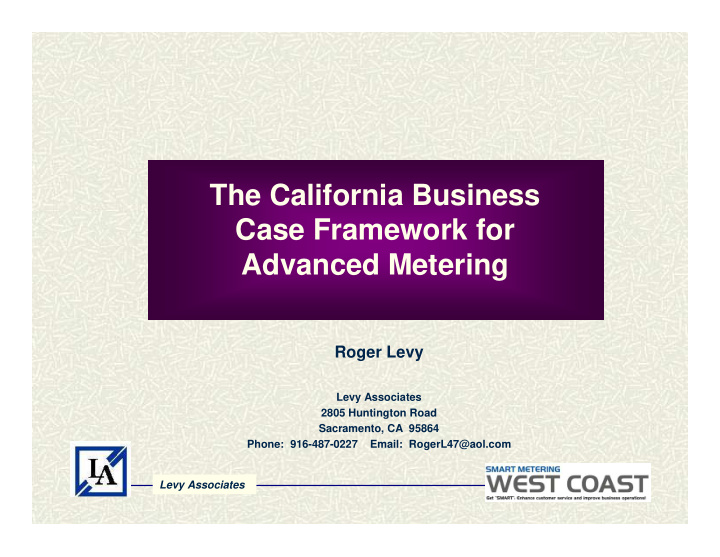 the california business case framework for advanced