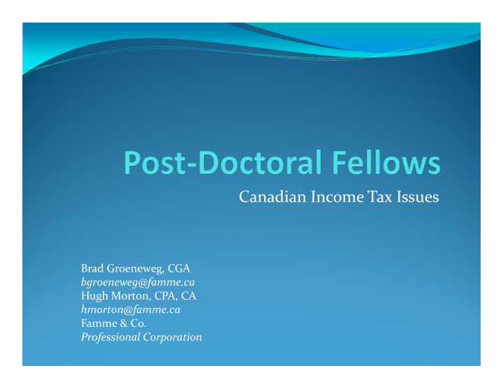 canadian income tax issues