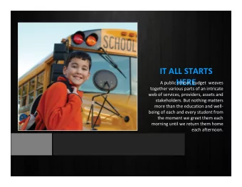 IT ALL STARTS  HERE A public school budget weaves together various parts of an intricate web of
