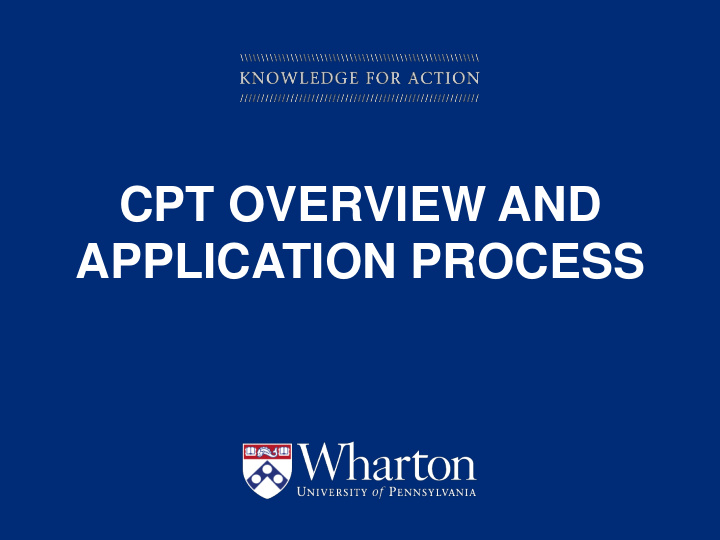 cpt overview and