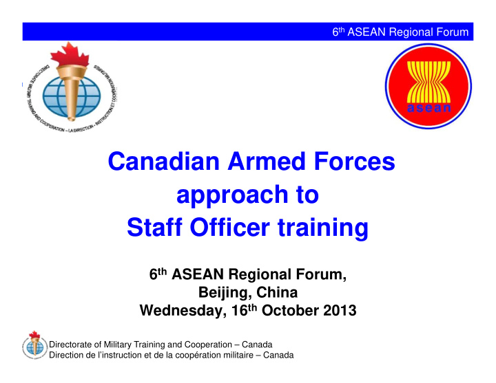 canadian armed forces approach to staff officer training