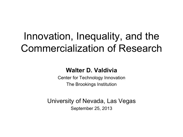 innovation inequality and the