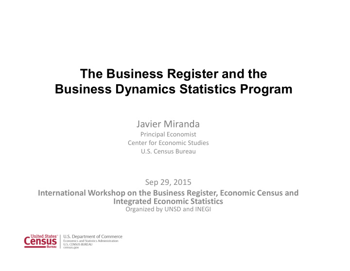the business register and the business dynamics