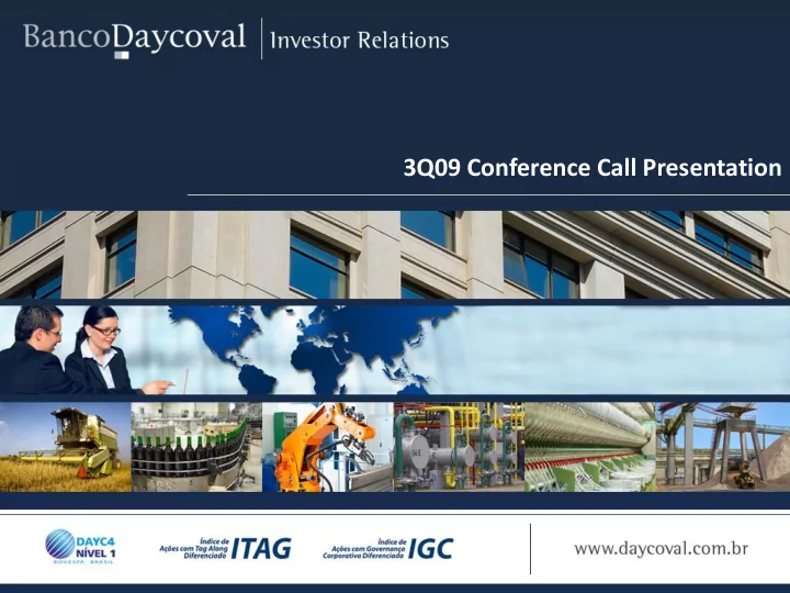 3q09 conference call presentation agenda
