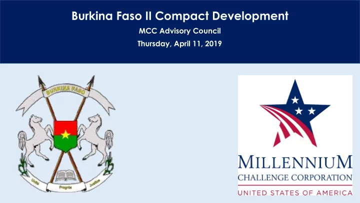 burkina faso ii compact development