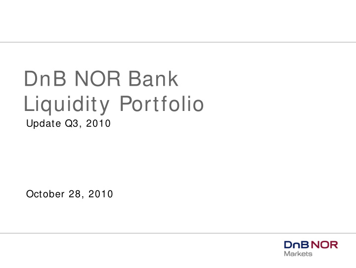 dnb nor bank liquidity portfolio