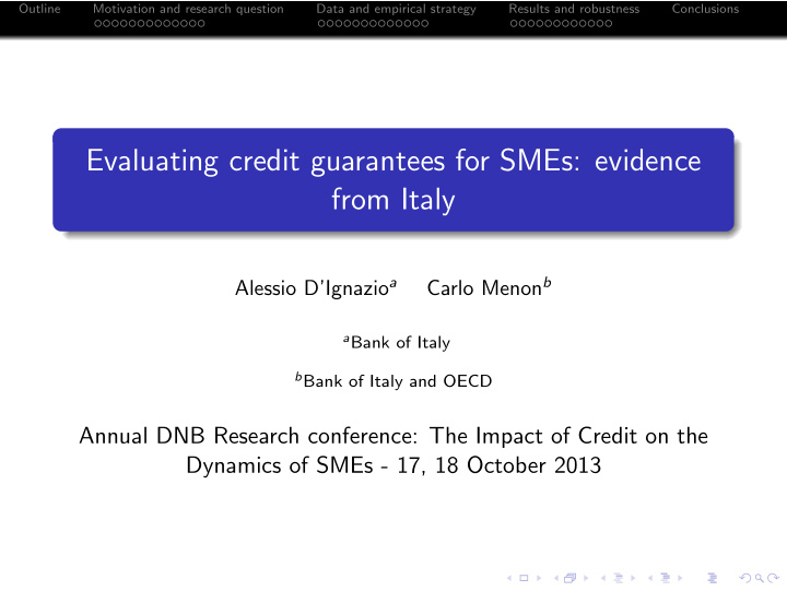 evaluating credit guarantees for smes evidence from italy