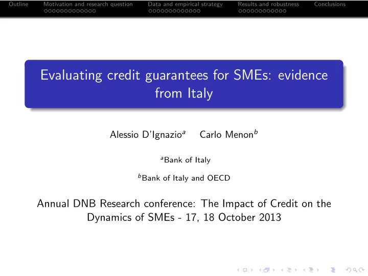 evaluating credit guarantees for smes evidence from italy