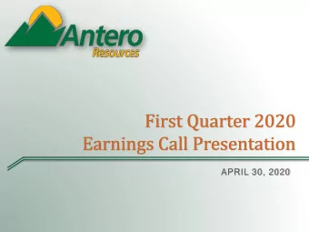 Earnings Call Presentation  APRIL 30, 2020  Legal Disclaimer This presentation includes forward