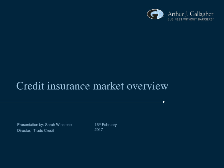 credit insurance market overview