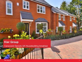Document title  Subtitle for the presentation  Kier Group  Canaccord Genuity UK Housebuilding