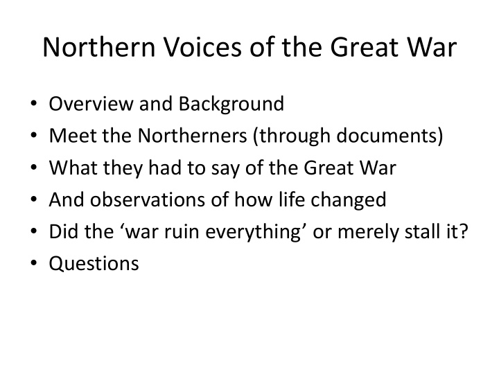 northern voices of the great war