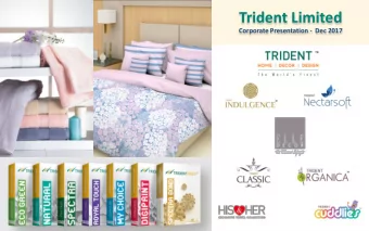 Trident Limited  Corporate Presentation - Dec 2017  Safe Harbour This presentation has been
