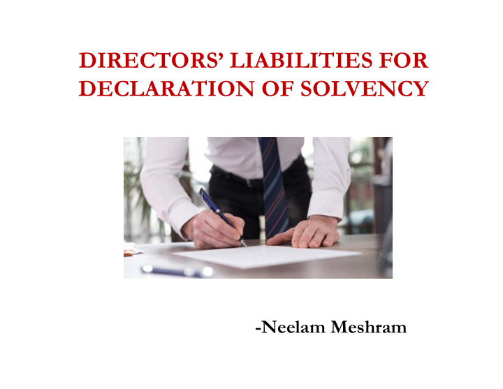 directors liabilities for declaration of solvency