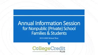 Annual Information Session  for Nonpublic (Private) School  Families &amp; Students  2019-2020