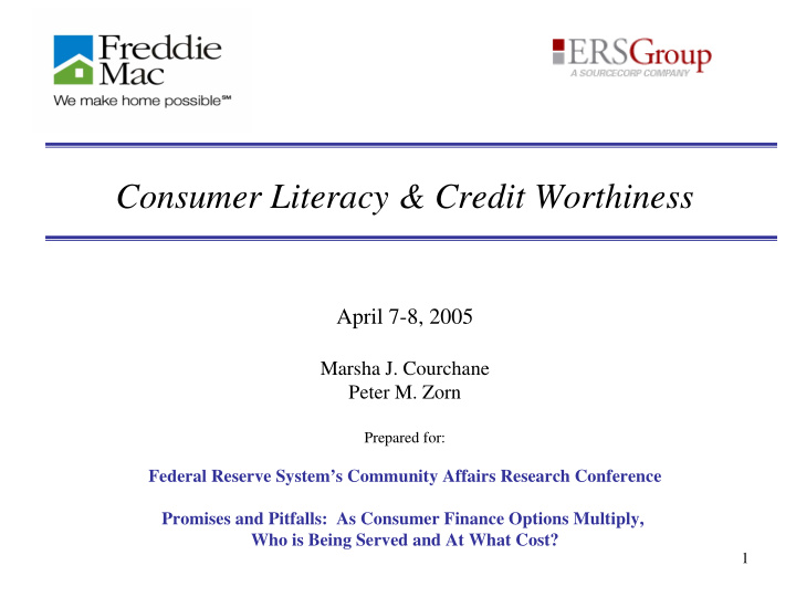 consumer literacy credit worthiness