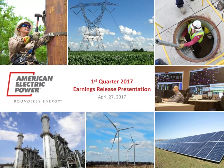 1 st quarter 2017 earnings release presentation