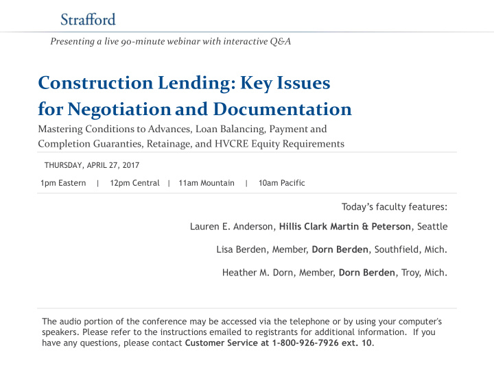 construction lending key issues for negotiation and