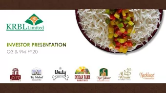 Q3 &amp; 9M FY20  Safe Harbor This presentation contains statements that contain forward looking