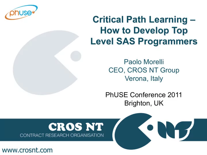 critical path learning how to develop top level sas