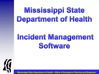 Mississippi State Department of Health - Office of Emergency Planning and Response  U